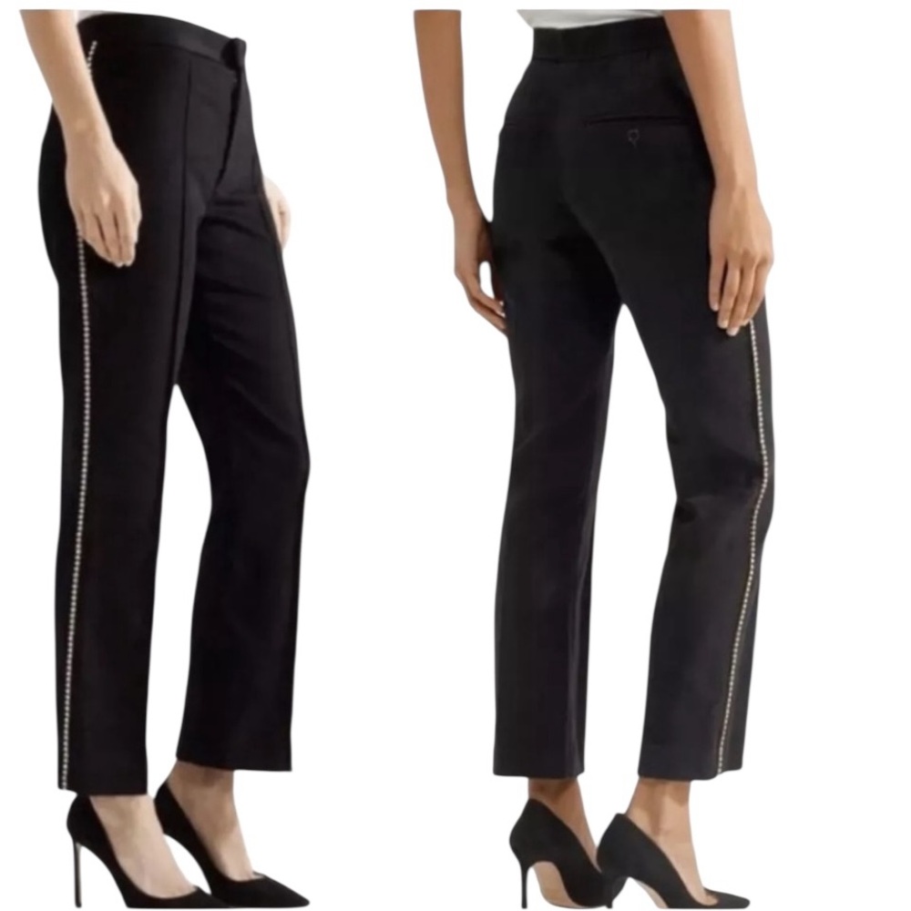 Isabel  Marant size 6 black dress pants strip of Swarovski crystals outer leg